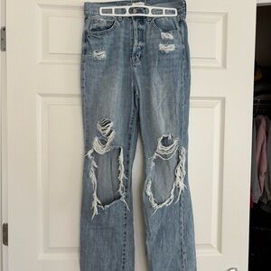Pistola Blue Straight Leg Distressed Jeans